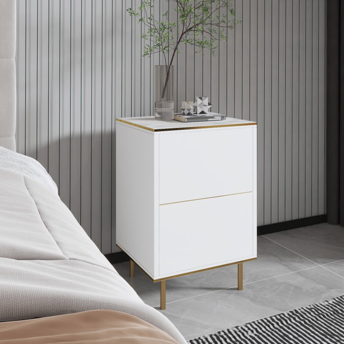 Hanah Home Imaj - Mármol Blanco y Dorado
